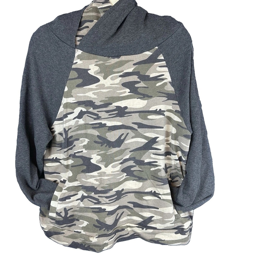 Sportsman's Warehouse unisex XL Gray Camo Fleece Pullover Hoodie Double Hood